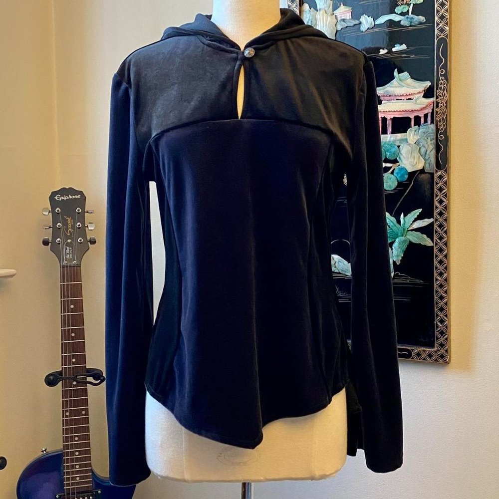 Vintage Y2K Medieval Velour Tunic, Elven Hood, Bell Sleeves. Excalibor. Size M.